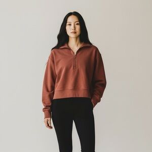 Fabletics Cropped Sweatshirt Burnt Orange Size Medium Lululemon Like Quarter Zip